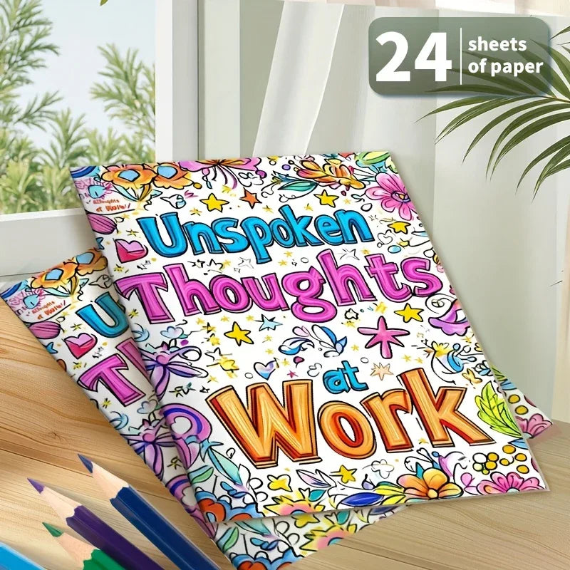 'Unspoken Thoughts at Work' Adult Colouring Book - Tipsy Turtle Collective
