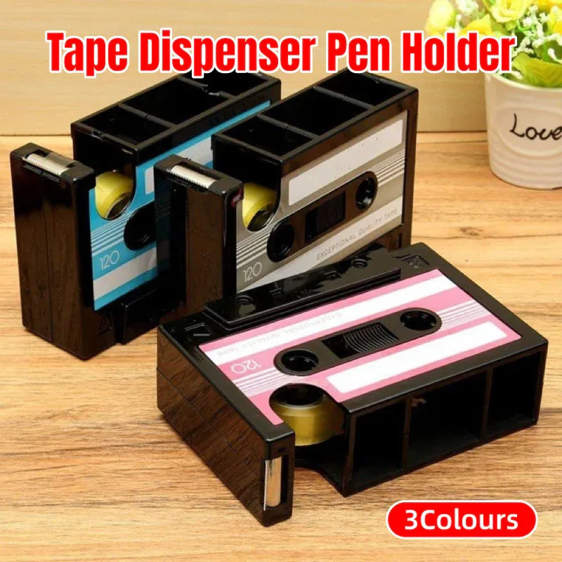 Retro Cassette Tape Dispenser & Pen Holder - Tipsy Turtle Collective