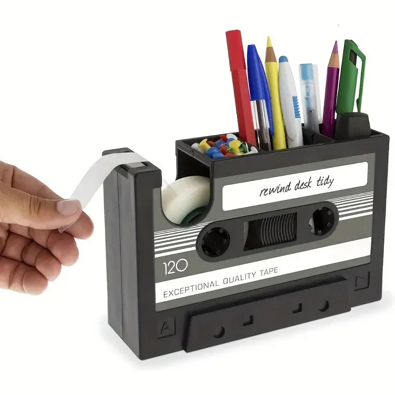 Retro Cassette Tape Dispenser & Pen Holder - Tipsy Turtle Collective