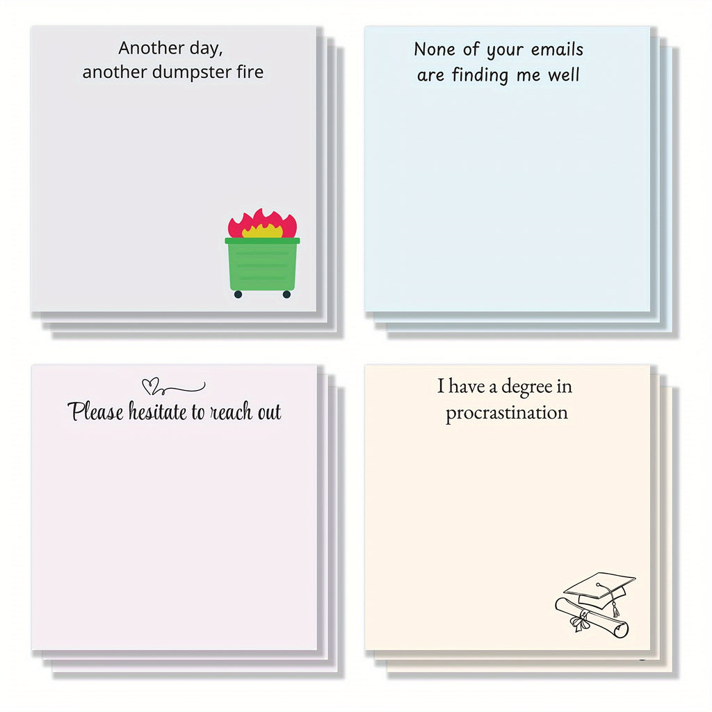 Funny Office Sticky Notes, 50 Sheets x 4 pack