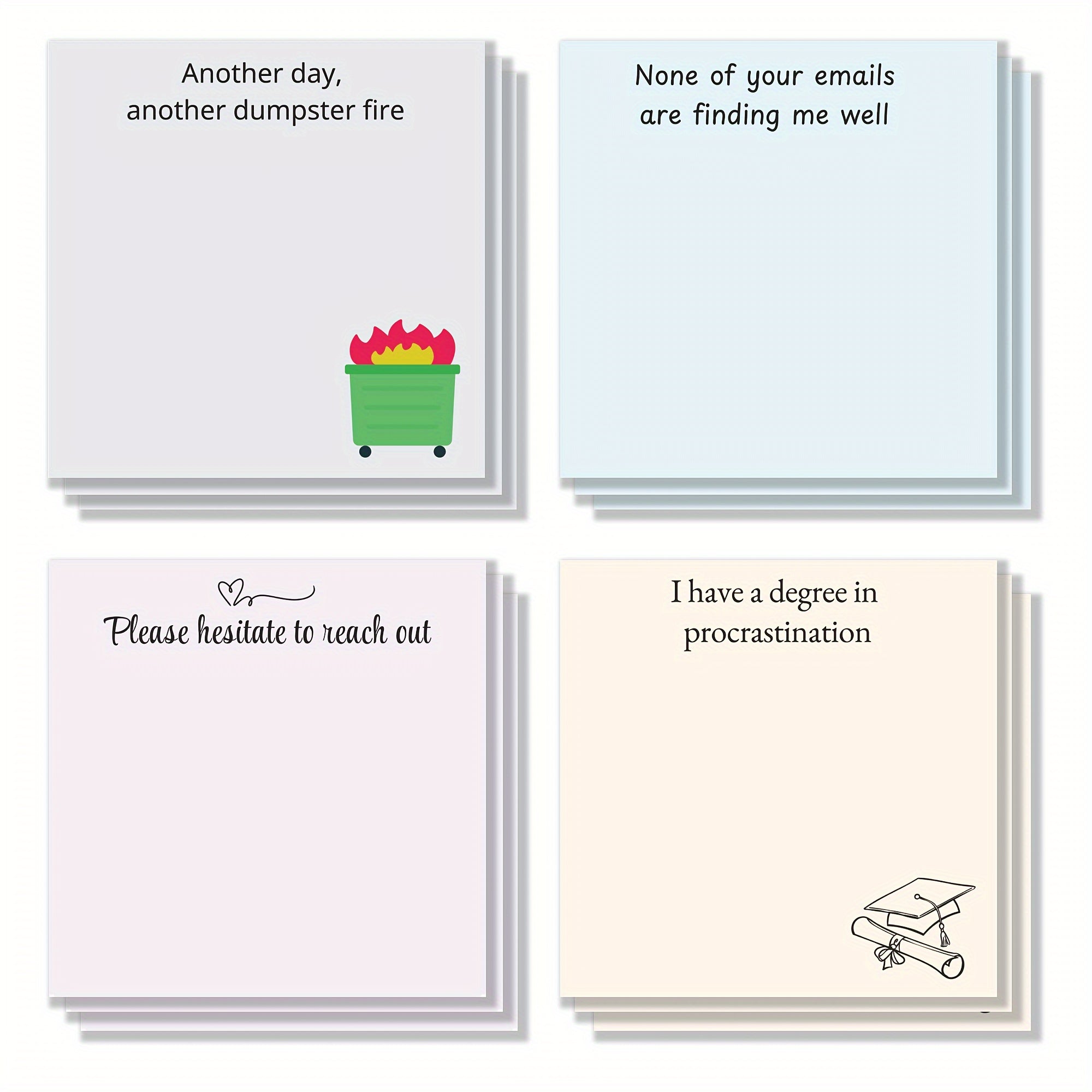 Funny Office Sticky Notes, 50 Sheets x 4 pack