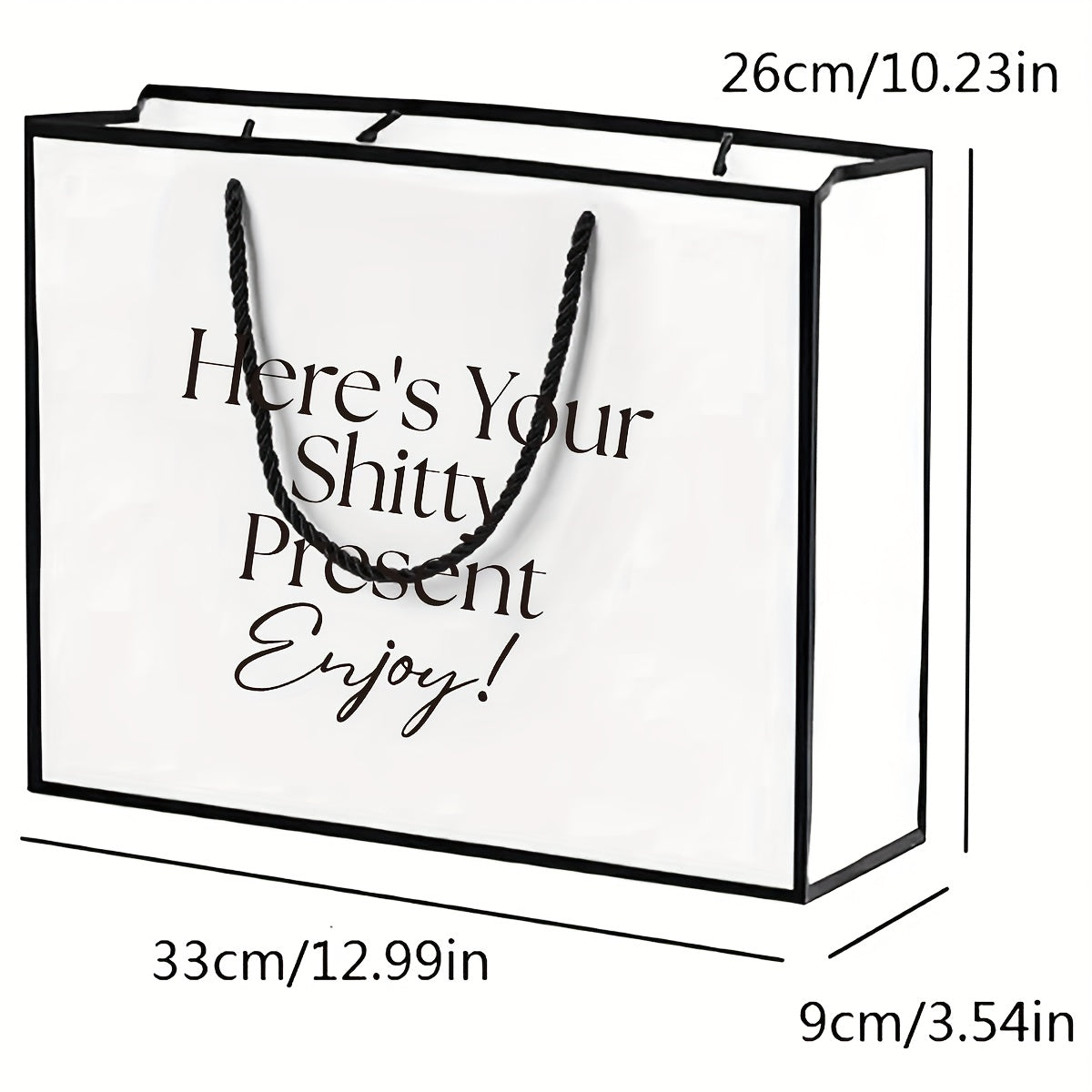 'Here's Your Shitty Present' Foldable Paper Gift Bag with Black Ribbon
