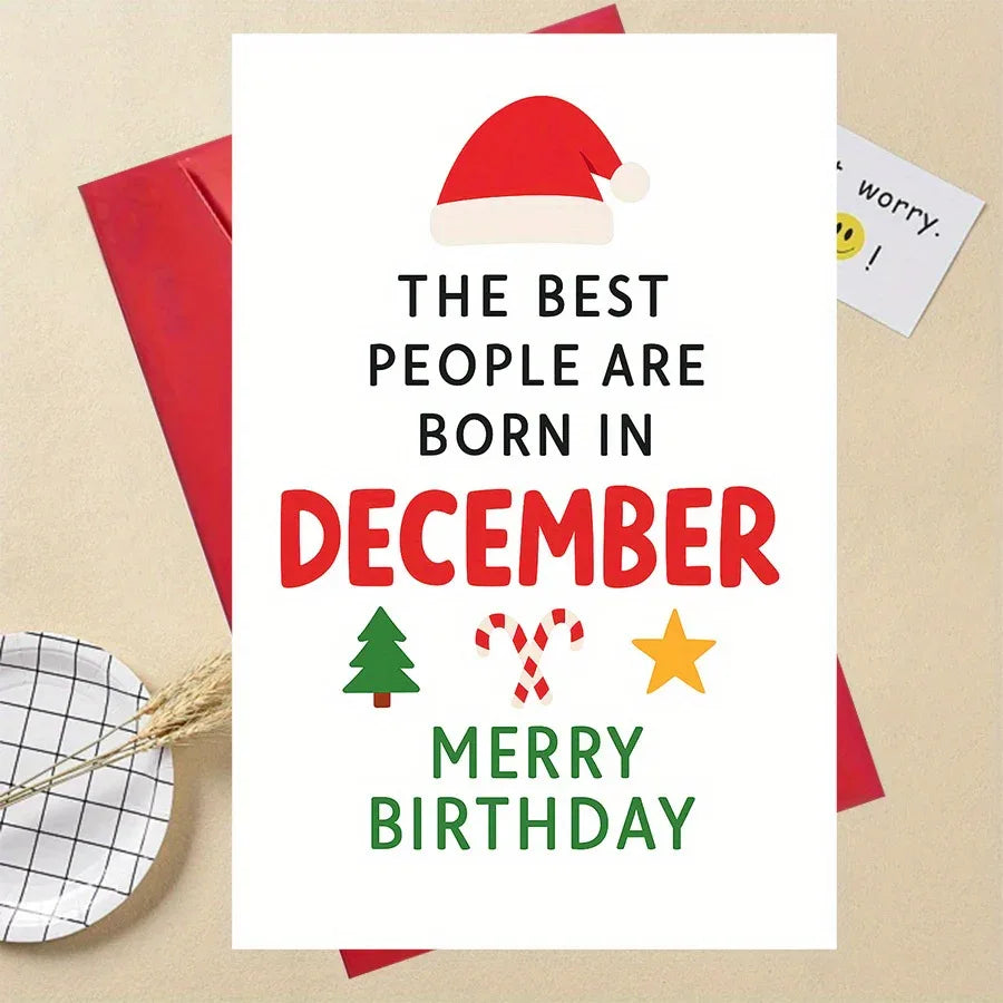 The Best People are Born in December - Merry Birthday Christmas Card - Tipsy Turtle Collective