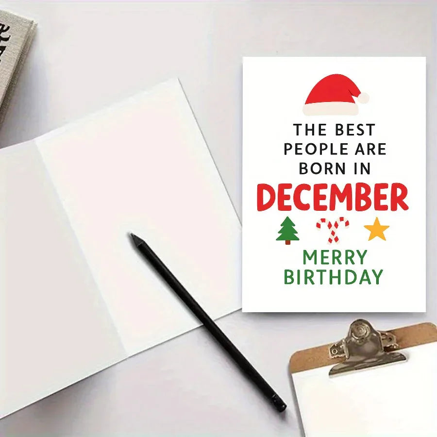 The Best People are Born in December - Merry Birthday Christmas Card - Tipsy Turtle Collective