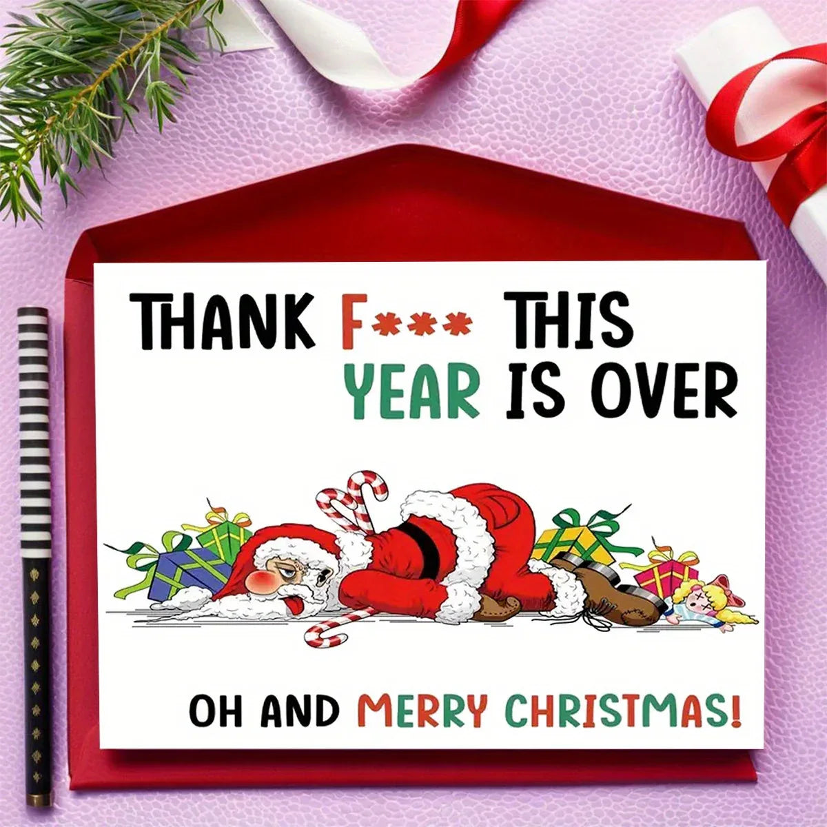 'Thank F*** This Year is Over' Christmas Card - Tipsy Turtle Collective