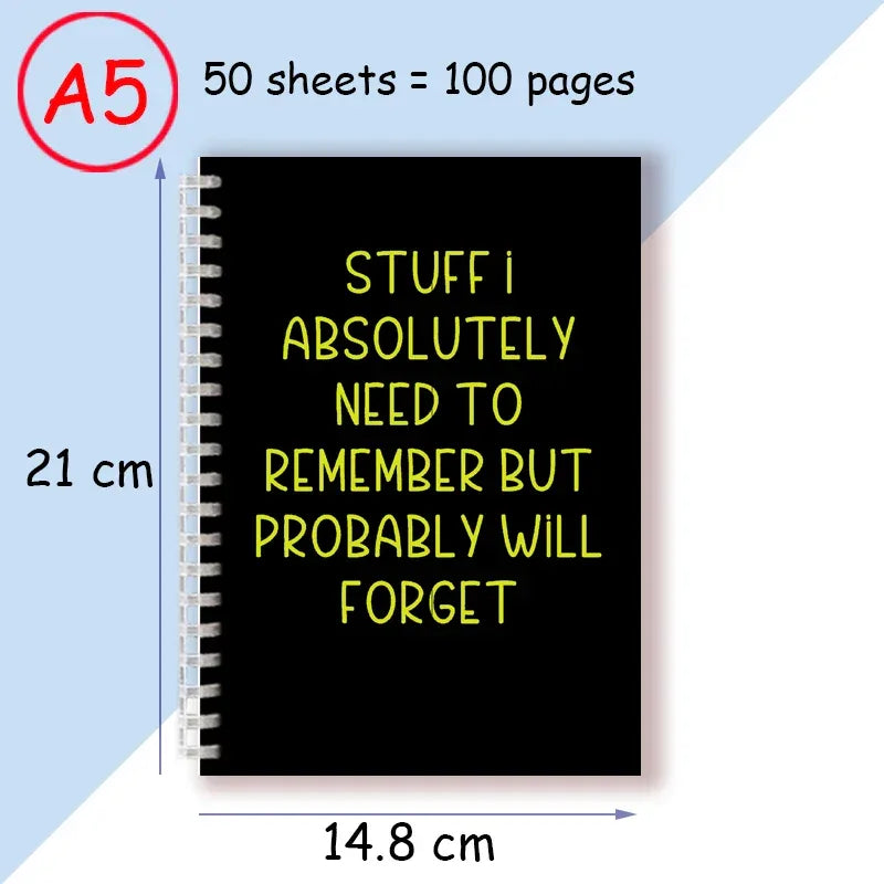 "Stuff I Absolutely Need to Remember But Probably Will Forget" Spiral Notebook - Tipsy Turtle Collective