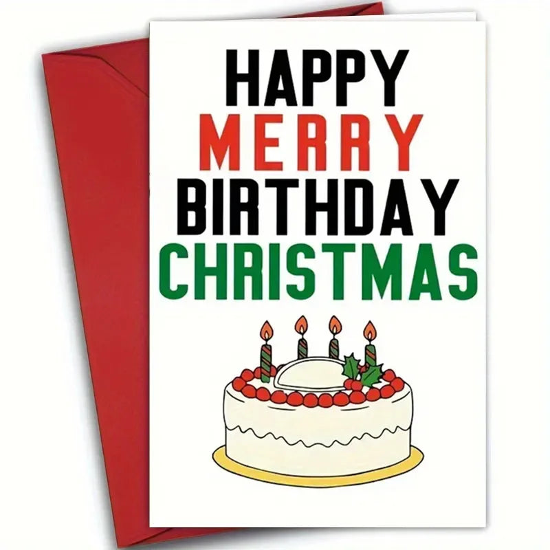 Happy Merry Birthday Christmas Card - Tipsy Turtle Collective