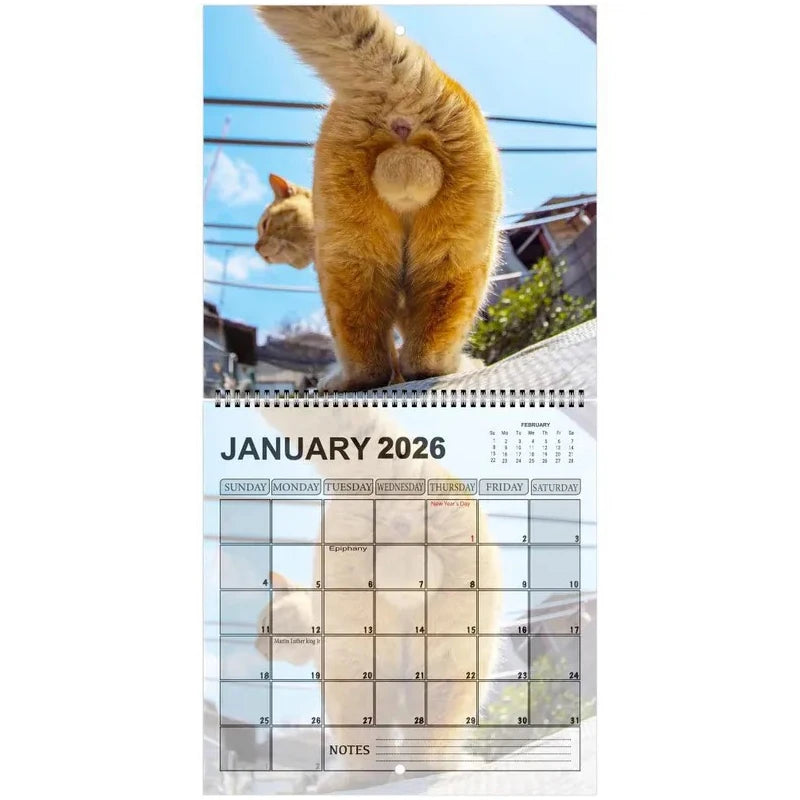 Funny 2026 Cats Buttholes Calendar