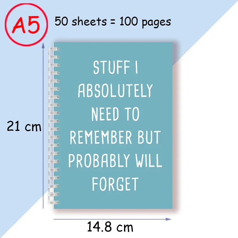 "Stuff I Absolutely Need to Remember But Probably Will Forget" Spiral Notebook - Tipsy Turtle Collective