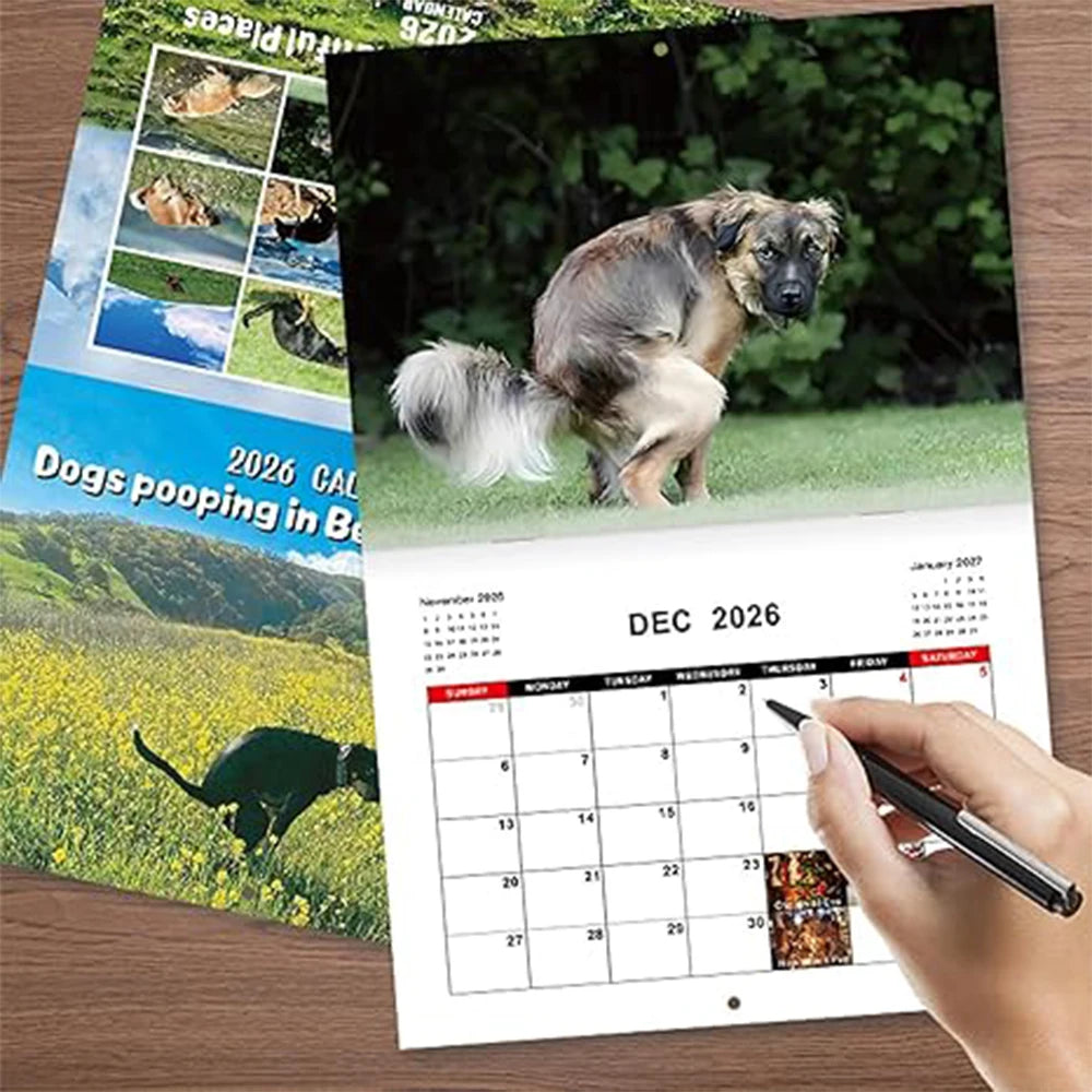 Dogs Pooping in Beautiful Places 2026 Calendar