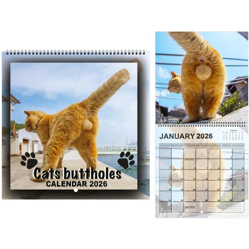 Funny 2026 Cats Buttholes Calendar