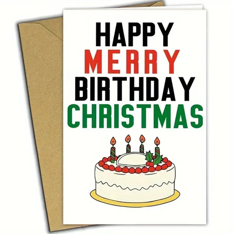 Happy Merry Birthday Christmas Card - Tipsy Turtle Collective