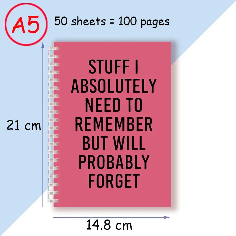 "Stuff I Absolutely Need to Remember But Probably Will Forget" Spiral Notebook - Tipsy Turtle Collective