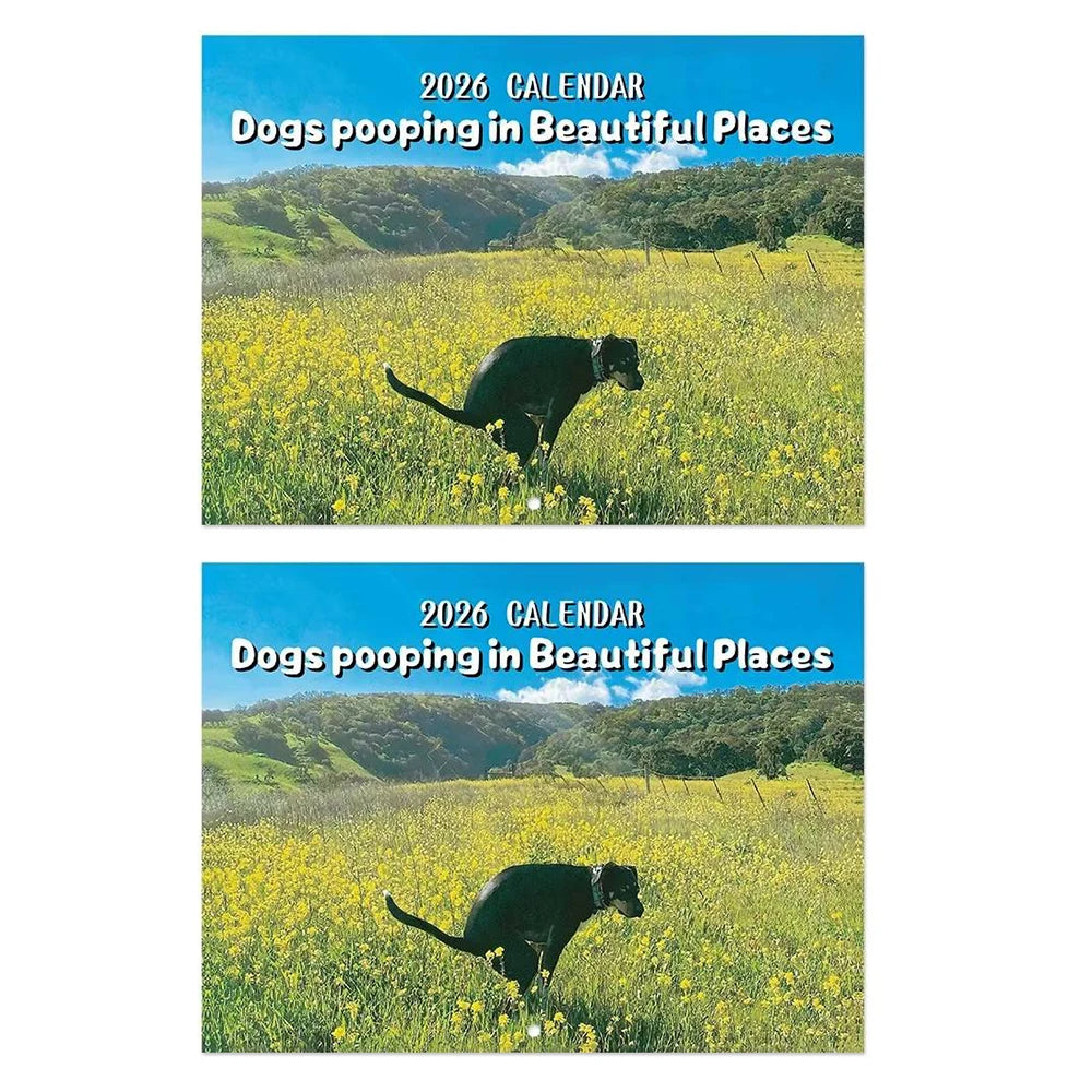 Dogs Pooping in Beautiful Places 2026 Calendar