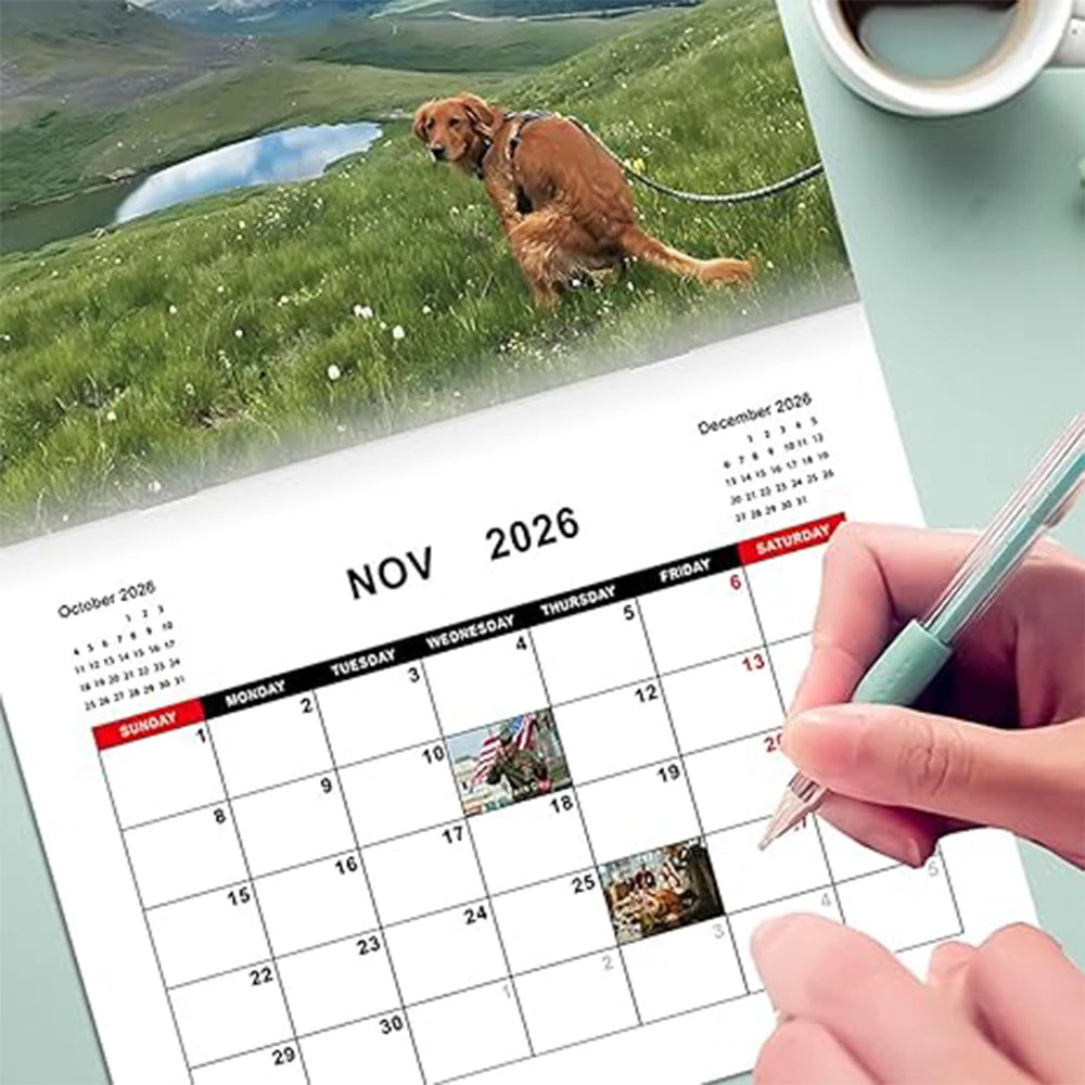 Dogs Pooping in Beautiful Places 2026 Calendar