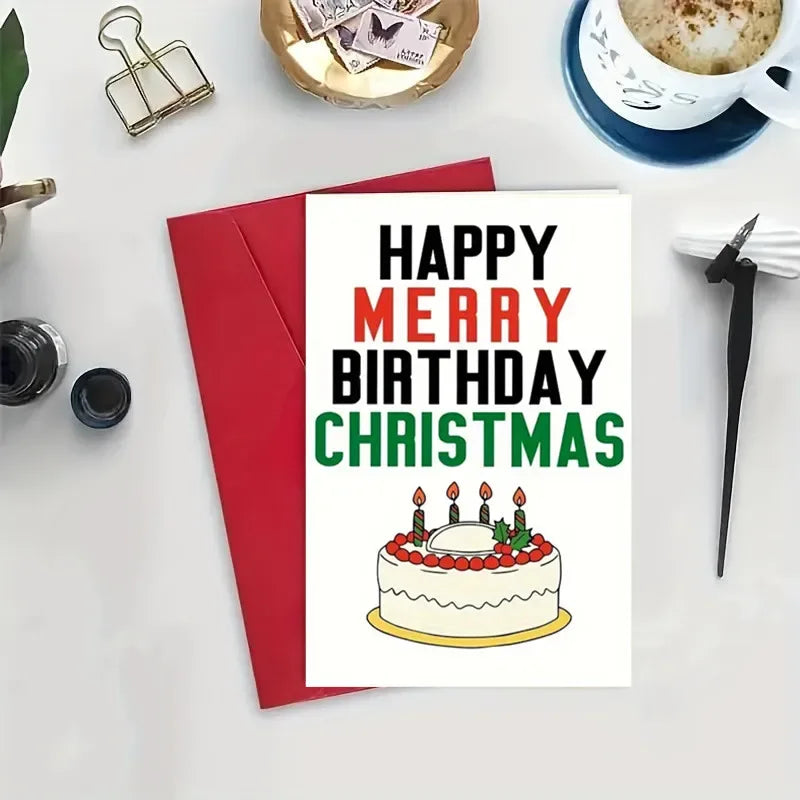 Happy Merry Birthday Christmas Card - Tipsy Turtle Collective