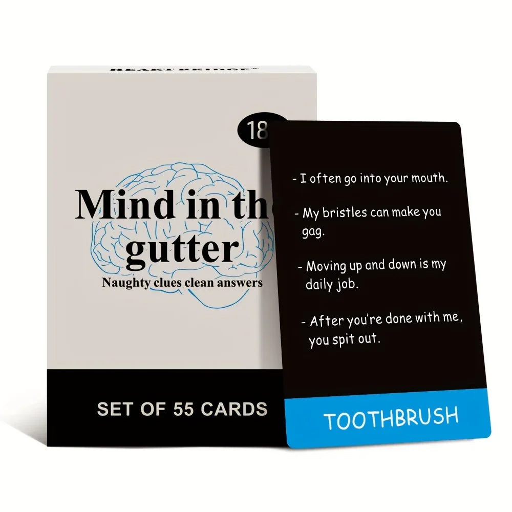 Mind in The Gutter Card Game 18+ (Naughty Clues & Clean Answers) - Tipsy Turtle Collective