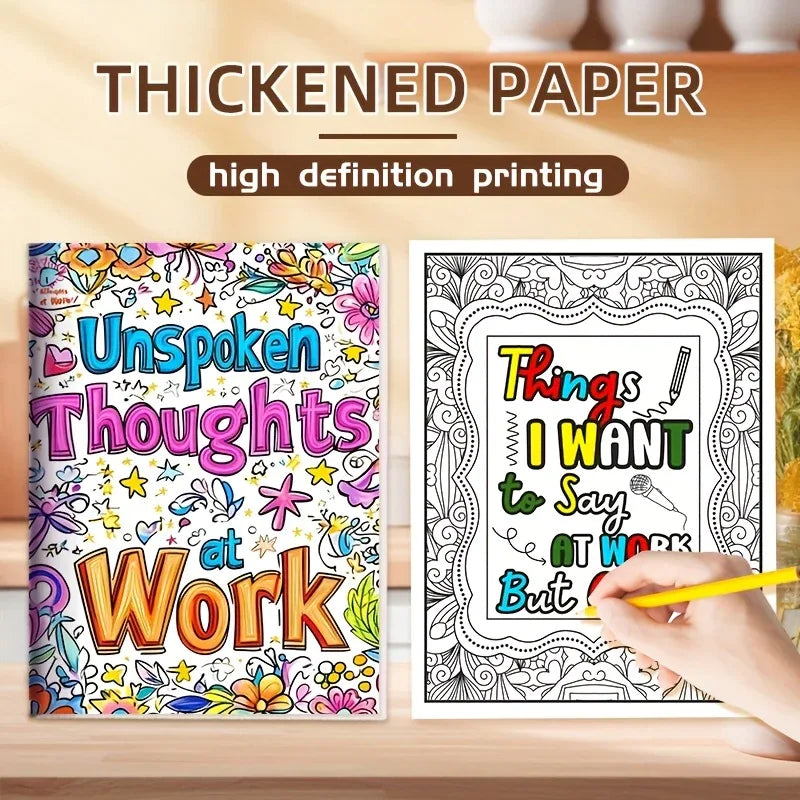 'Unspoken Thoughts at Work' Adult Colouring Book - Tipsy Turtle Collective