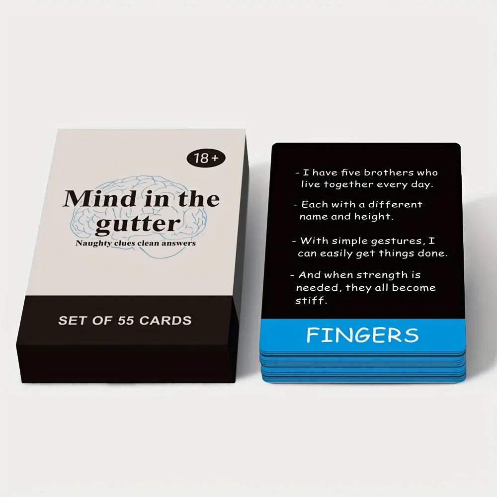 Mind in The Gutter Card Game 18+ (Naughty Clues & Clean Answers) - Tipsy Turtle Collective