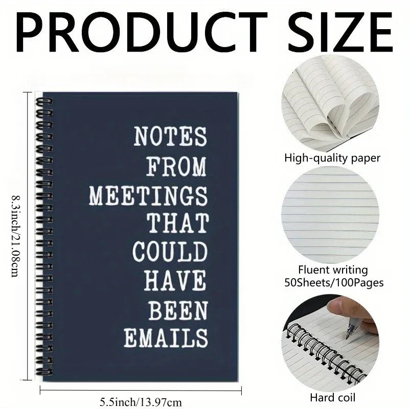 'Notes From Meetings That Could Have Been Emails' Spiral Notebook - Tipsy Turtle Collective