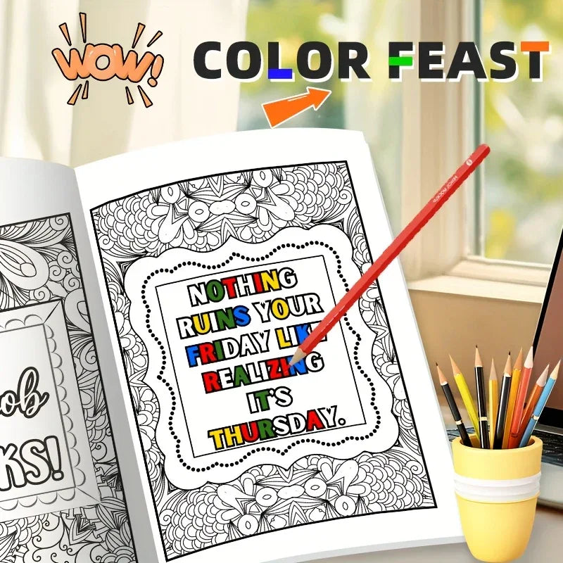 'Unspoken Thoughts at Work' Adult Colouring Book - Tipsy Turtle Collective