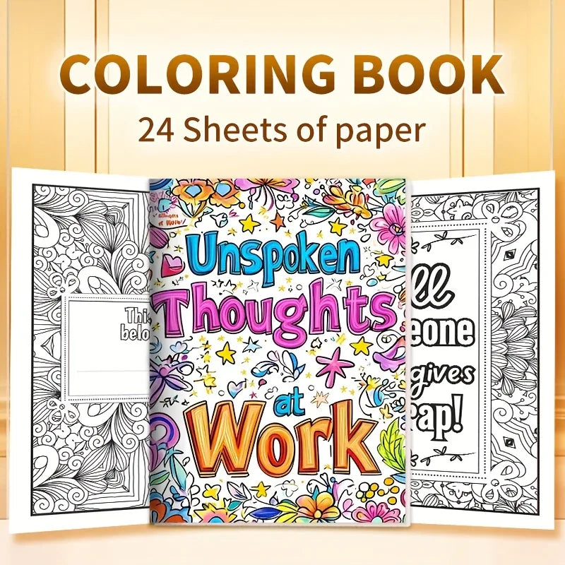 'Unspoken Thoughts at Work' Adult Colouring Book - Tipsy Turtle Collective