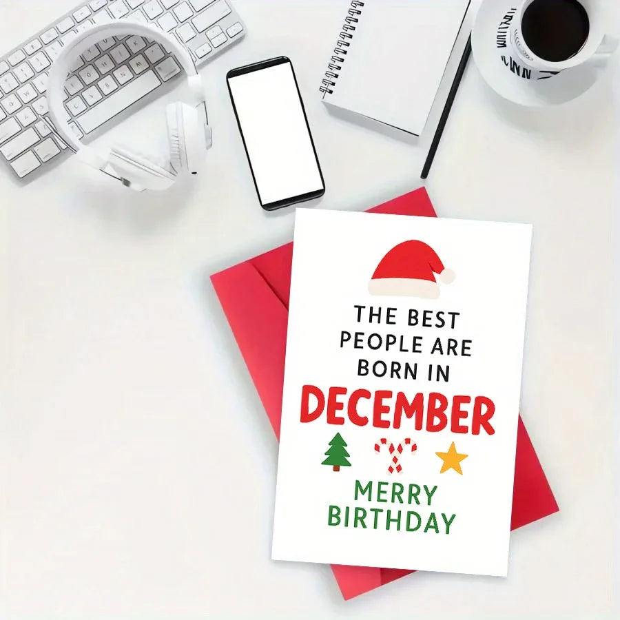 The Best People are Born in December - Merry Birthday Christmas Card - Tipsy Turtle Collective